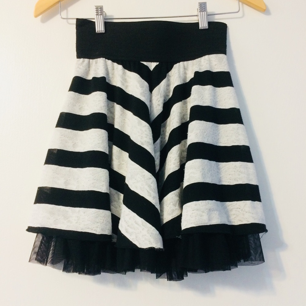 Striped Lace Fluff Circle Skirt